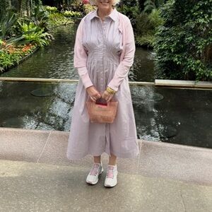 Anthropologie Tobie Shirt Dress by Equise Pink and White Striped Dress